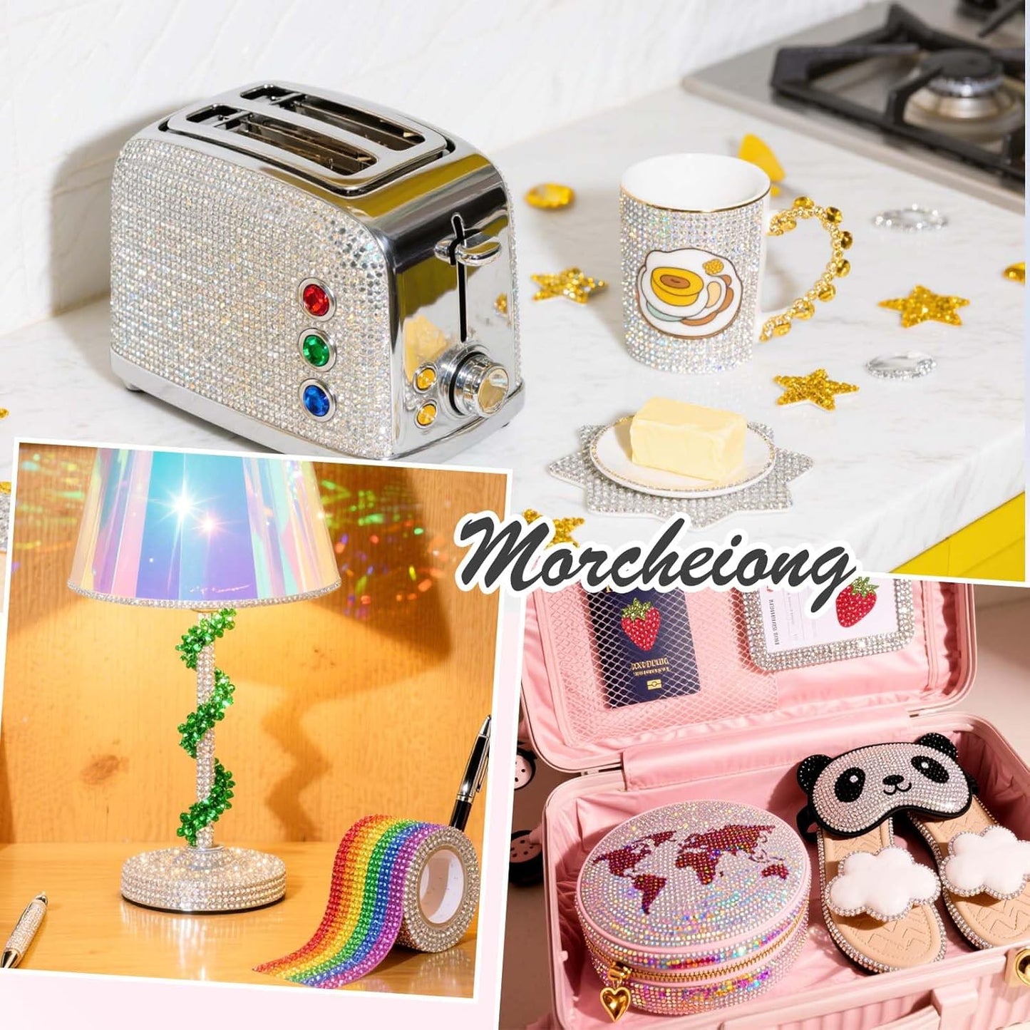 Morcheiong 17000Pcs Resin Rhinestones Pink Flatback Crystals Diamond Includes Tweezers and Pickup Pen Suitable for Crafting DIY Nail Art Makeup Wedding Dress Clothing Mug