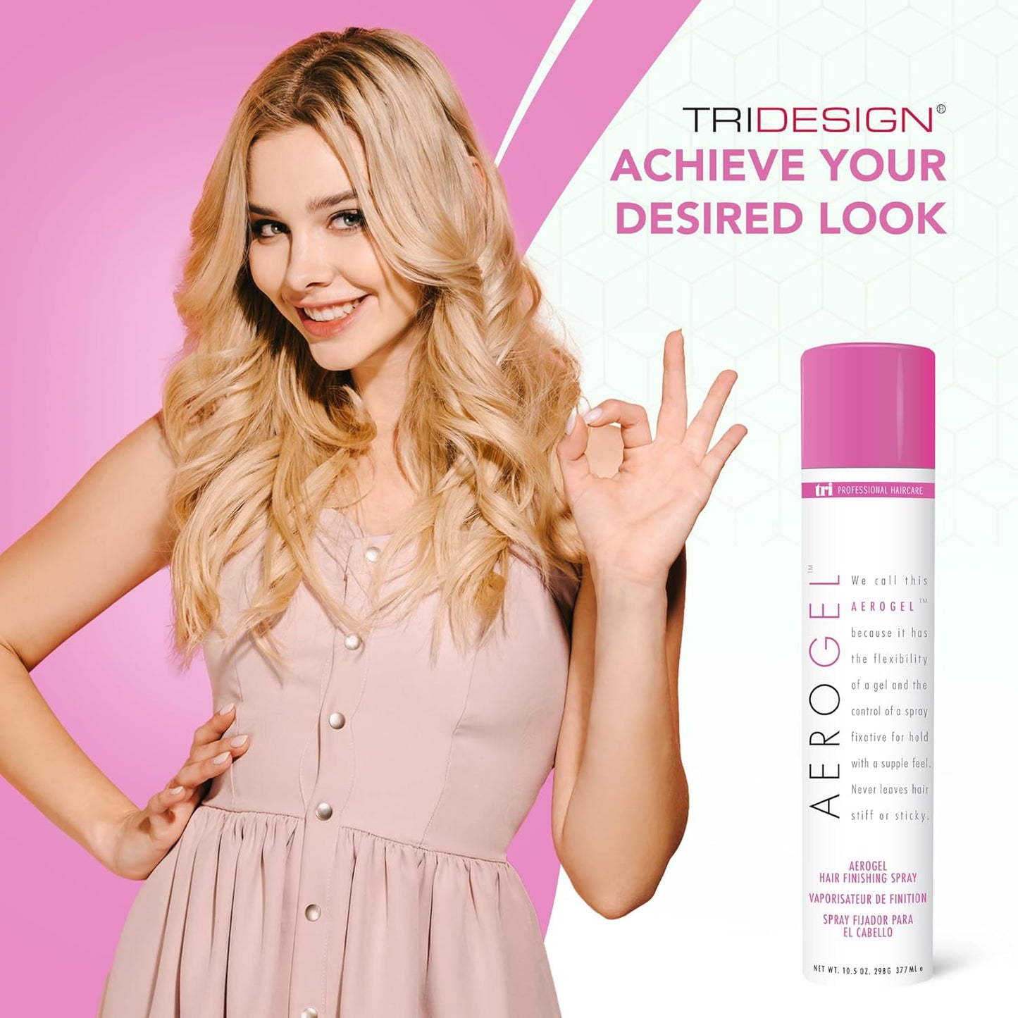 TRI Design Aerogel Hairspray - Strong Hold Hair Finishing Spray for Volumizing & Control, Flexible Styling for All Hair Types, Non-Sticky and Scented - For Women and Men - Pack of 6 (10.5 Oz)