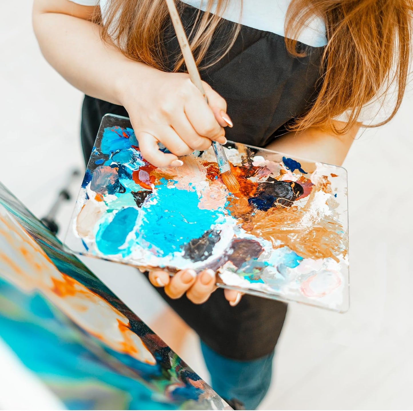 Acrylic Rectangle-Shaped Palette 2pcs 11.8 x 7.9 inches Transparent - Crystal Clear Blend Paint Non-Stick Acrylic Watercolor Oil Paint Mixing Tray - Comfortable to Hold & Easy to Clean for DIY Artist