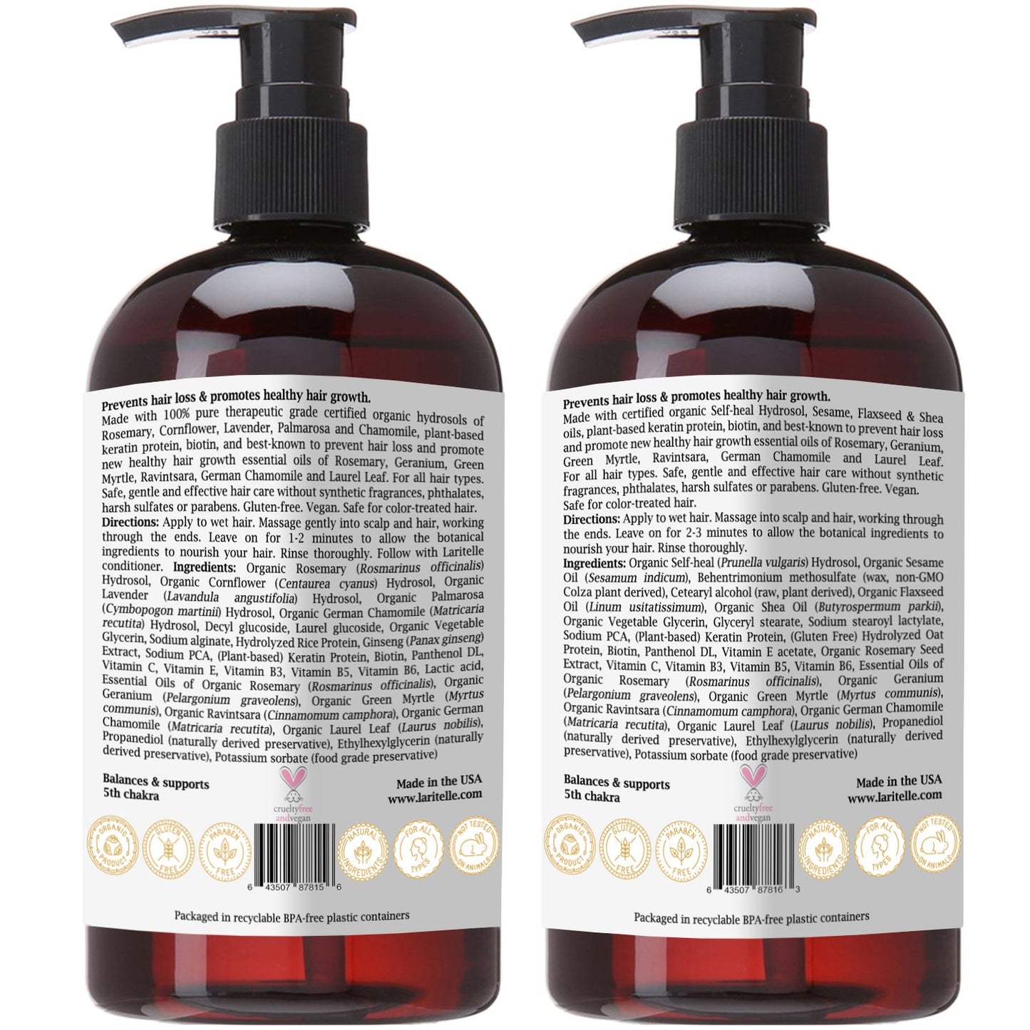 Organic Hair Care Set Silk Velvet: Shampoo 17.5 oz + Conditioner 16 oz