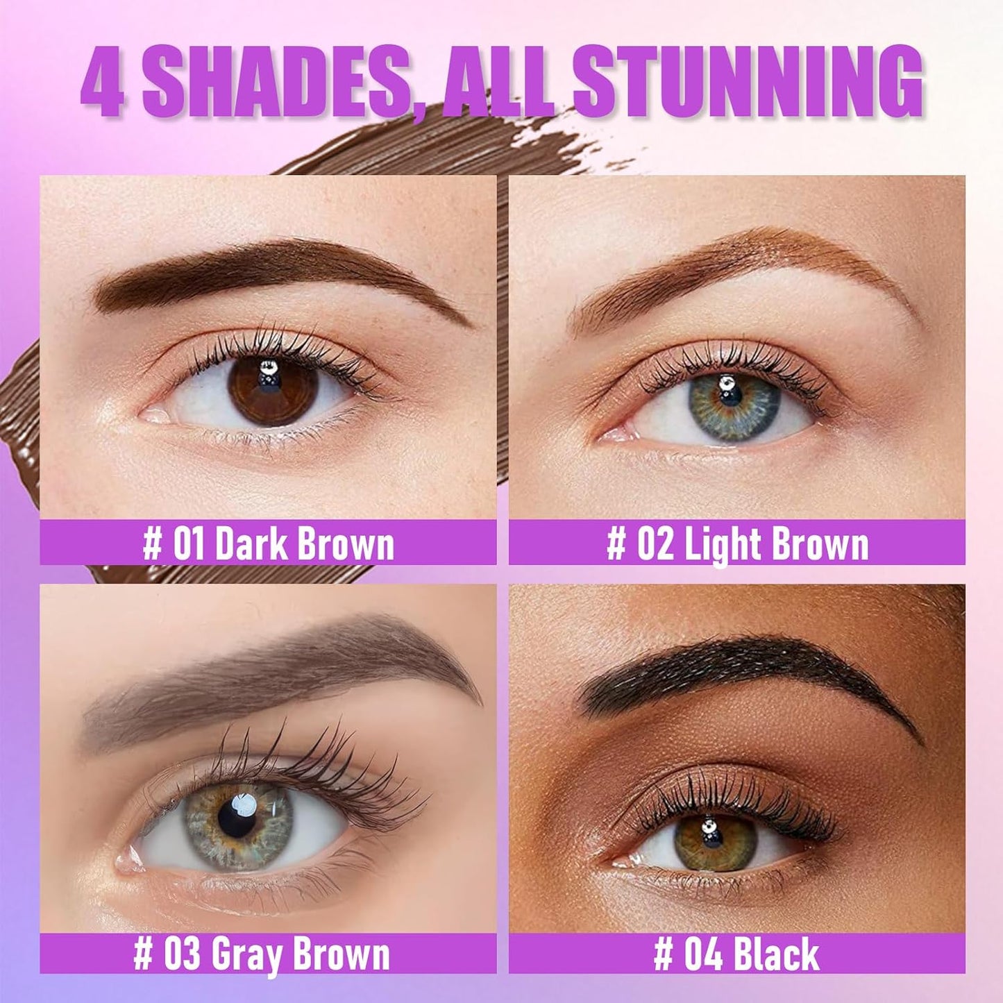 Tattoo Eyebrow Gel Easy Peel Off, Waterproof & Long Lasting Up to 3 Days, Semi-Permanent Peel Off Brow Tint Gel for Sparse Brows, Transfer-proof, Natural Color for Fuller Defined Brows (Gray Brown)