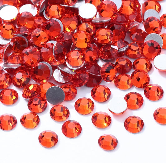 Hyacinth Flatback Rhinestones, Glass Rhinestones for Nail Art and Craft, Glue Fix, Loose Crystal Gemstones(Orange, SS30, 576pcs, 6.4-6.6mm)