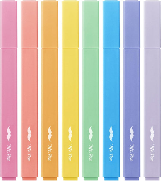 Mr. Pen Aesthetic Highlighters, 8 pcs, Chisel Tip, Assorted Colors, No Bleed Bible Highlighters