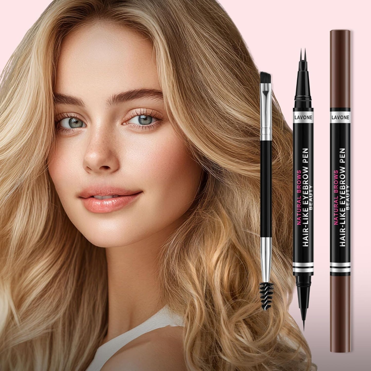 Eyebrow Pencil, 2-in-1 Waterproof Eyebrow Pen, with 2 Tip Microblading Eyebrow Pencil and Ultra-Precise Brow Pencil, with Eyebrow Brush, Eyebrow Pencils for Women, Natural Hair-Like Brows - Dark Brown