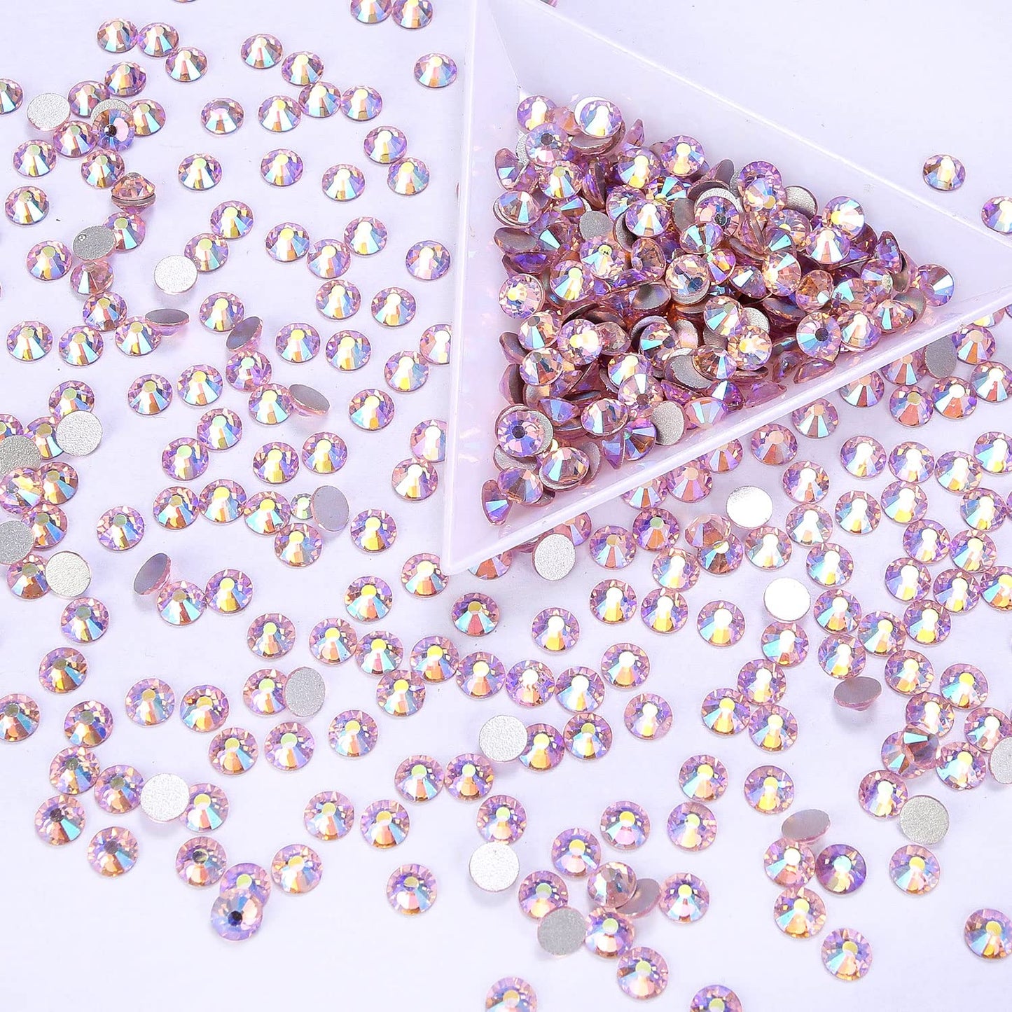 1440Pcs Pink AB Crystal Rhinestones,Glass Flatback Rhinestones Gemstones Small for Nail Face Makeup Art Crafts Clothes Decoration -(SS10,2.8mm,Pink AB)