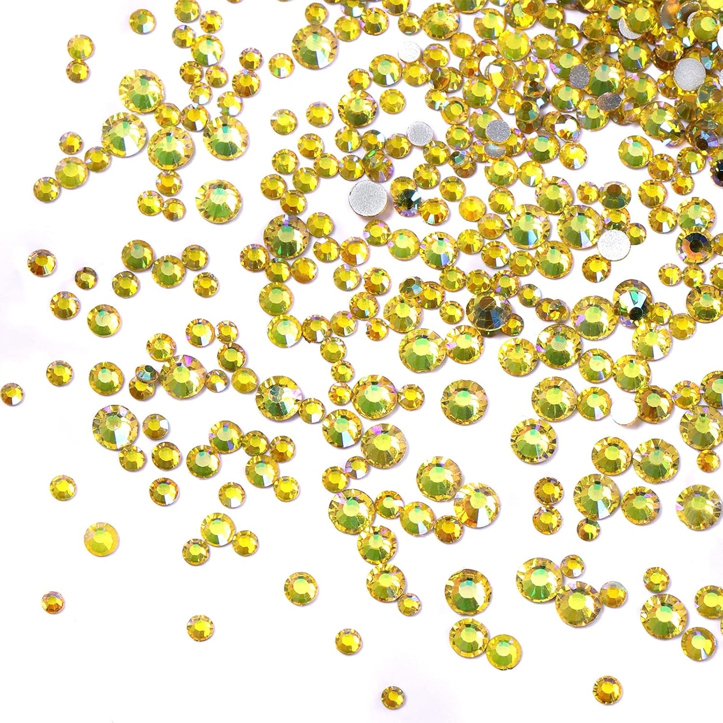 3456pcs Flatback Rhinestones Glass Charms Diamantes Gems Stones for Nail Art 6 Size ss4~ss12 Lemon AB