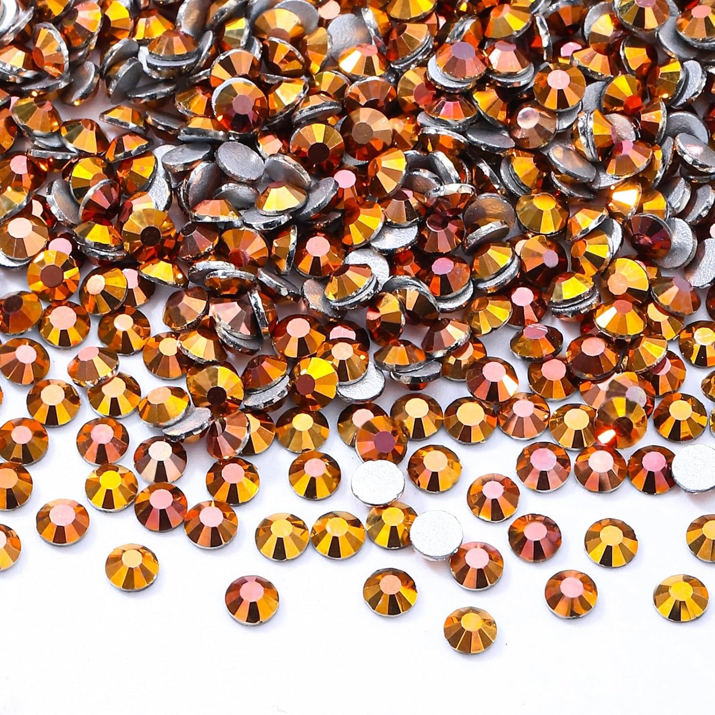 Gold Flatback Rhinestones, Glass Rhinestones for Nail Art and Craft, Glue Fix, Loose Crystal Gemstones(Gold, SS10, 2880pcs, 2.7-2.8mm)