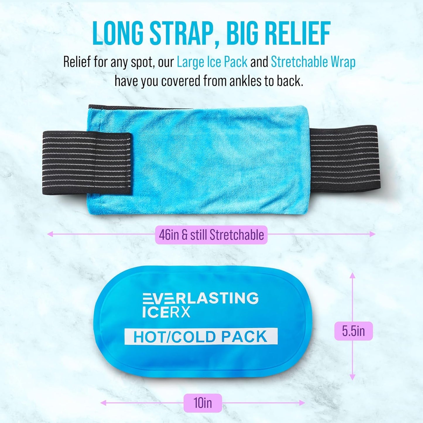 Reusable Hot and Cold Gel Ice Pack Wrap (4 Pack) for Injuries - Adjustable & Flexible for Knees, Back, Shoulders, Arms, and Legs - Reusable