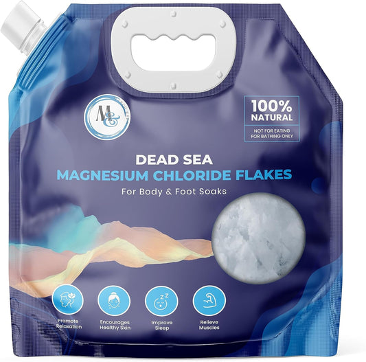 Dead Sea Magnesium Flakes Bath Salts | Premium Magnesium Supplement Bath Salts (10 Pound Big Bag)