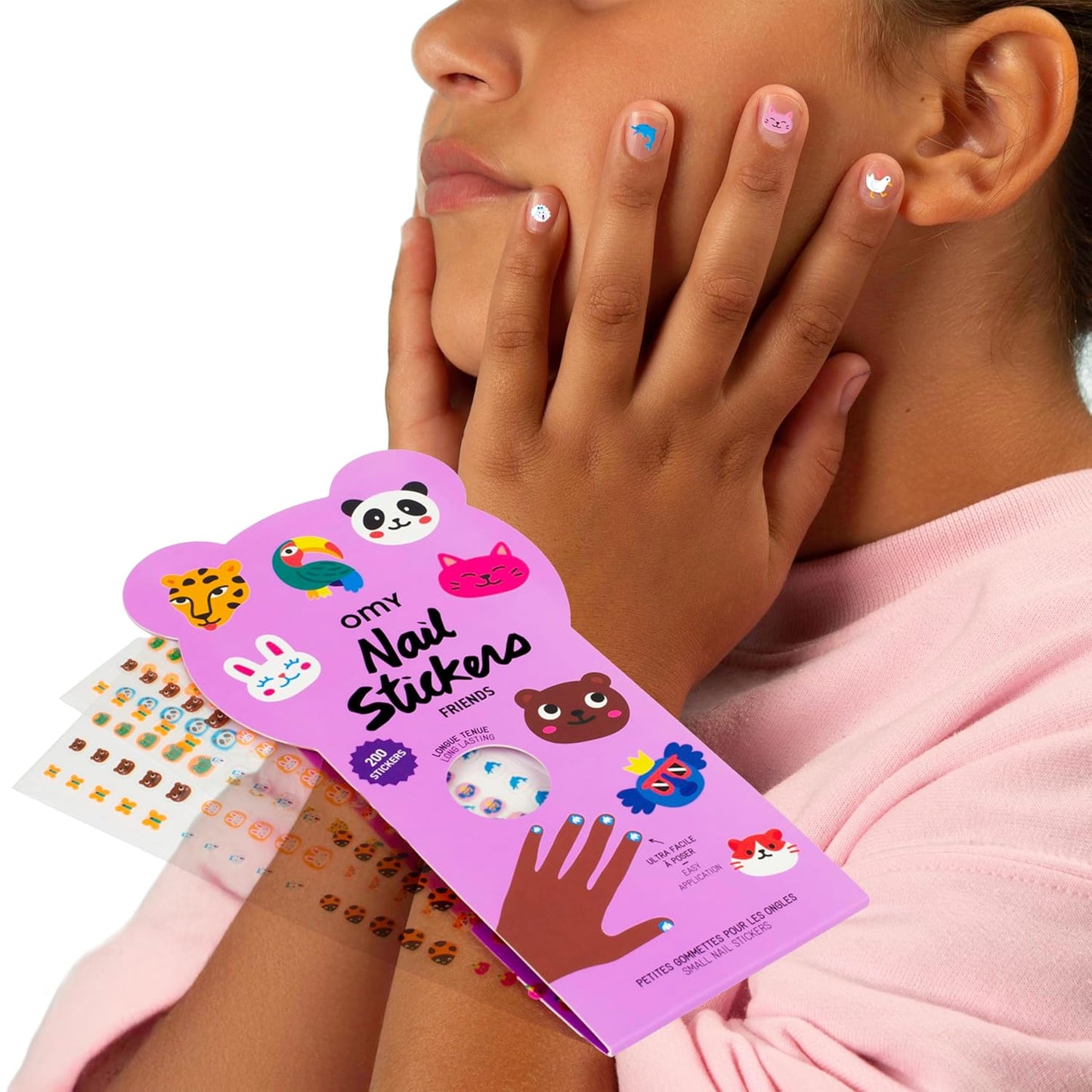 Omy Friends & Animals Nail Stickers for Kids - 200 Stickers, Waterproof, Durable, Fun, Creative Designs | Strong Enough to Last Through Hand Washing - Easy to Apply, Safe, Non-Toxic | Age 3 and Up