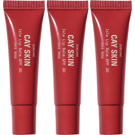 Cay Skin Isle Lip Balm SPF 30 – High Shine, Hydrating + Sheer Lip Gloss in Vanilla Brown Sugar Flavor – Formulated with Natural Ingredients for All Skin Tones – 3-Pack, Irie Rose, 1.05 oz