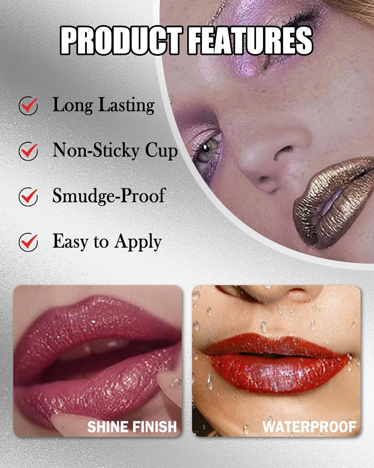 Diamond Glitter Matte Lipstick,Long Lasting Waterproof Pink Metallic Sparkling High Pigment Non-Stick Lip Stain Tint Lip Gloss,Full-coverage Lipgloss,Mother's Day Lip Makeup Gift for Women Girl-02