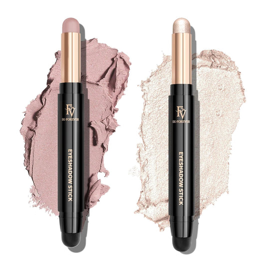 FV Waterproof Eyeshadow Stick Duo,Long-Lasting Cream Eye Shadow Makeup Sets, High Pigmented Eyeshadow Pencil with Matte & Shimmer Finish, Natural Look (Rose & Pearl)