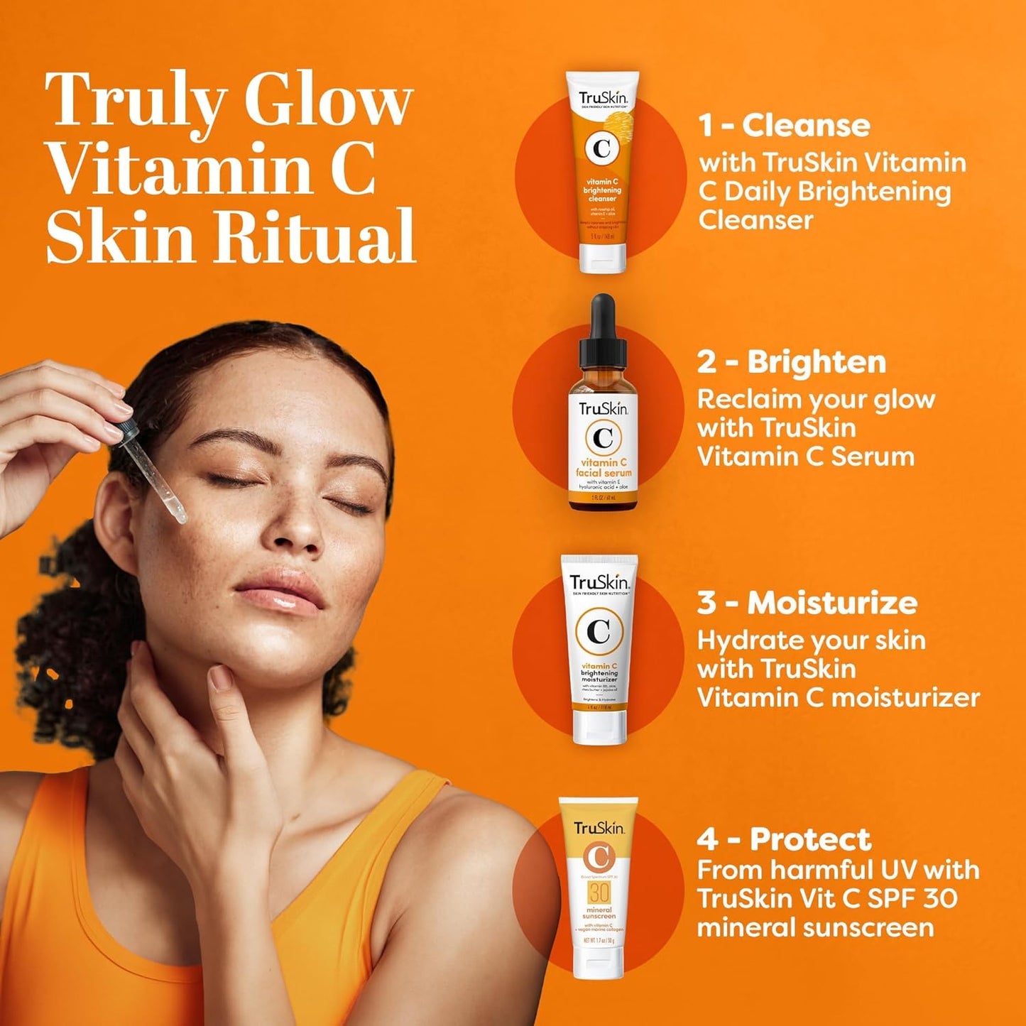 TruSkin Vitamin C Serum For Face – Anti Aging Face Serum with Vitamin C, Hyaluronic Acid, Vitamin E – Brightening Formula – Improve Appearance of Dark Spots, Tone, Fine Lines & Wrinkles, 2 Fl Oz