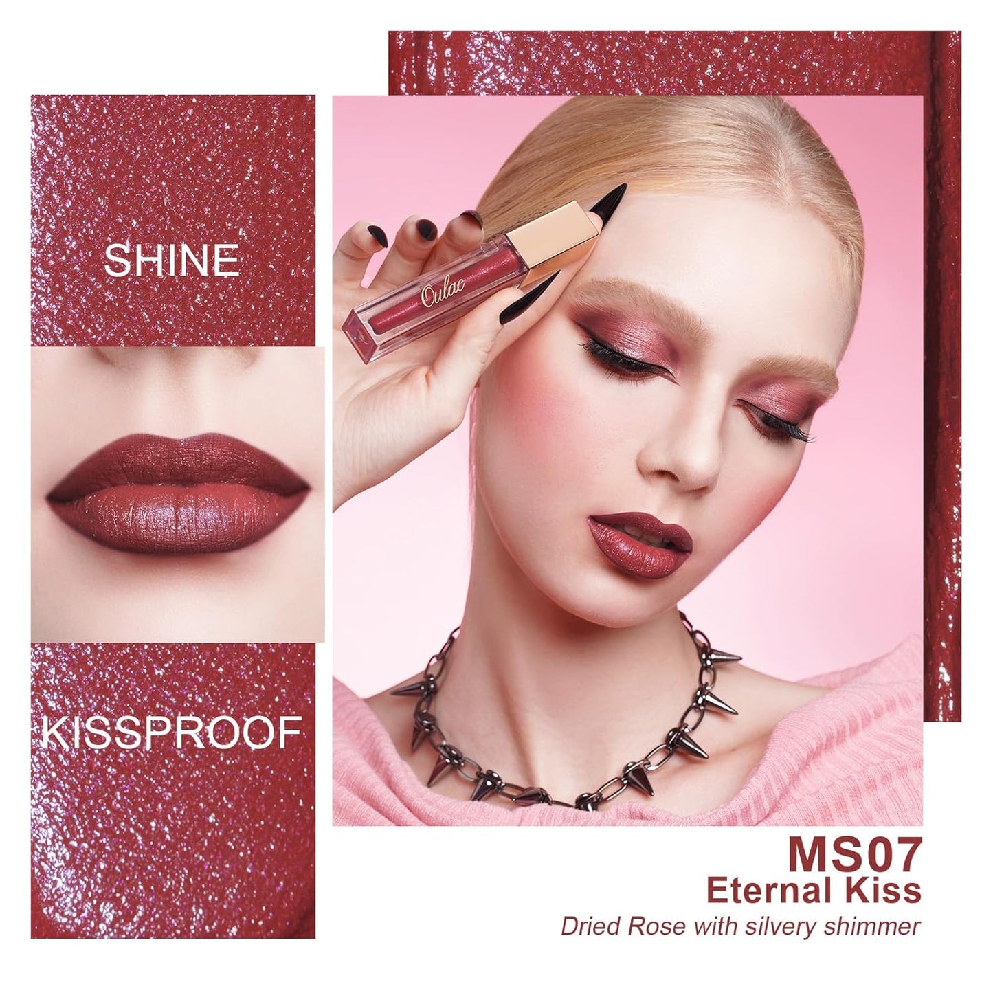 Oulac Red Matte Liquid Lipstick for Women, Long Lasting Lipstick Waterproof Lip Stain, No Transfer, Creamy High Pigmented Formula with Rose Oil, Vegan & Cruelty-Free MS07