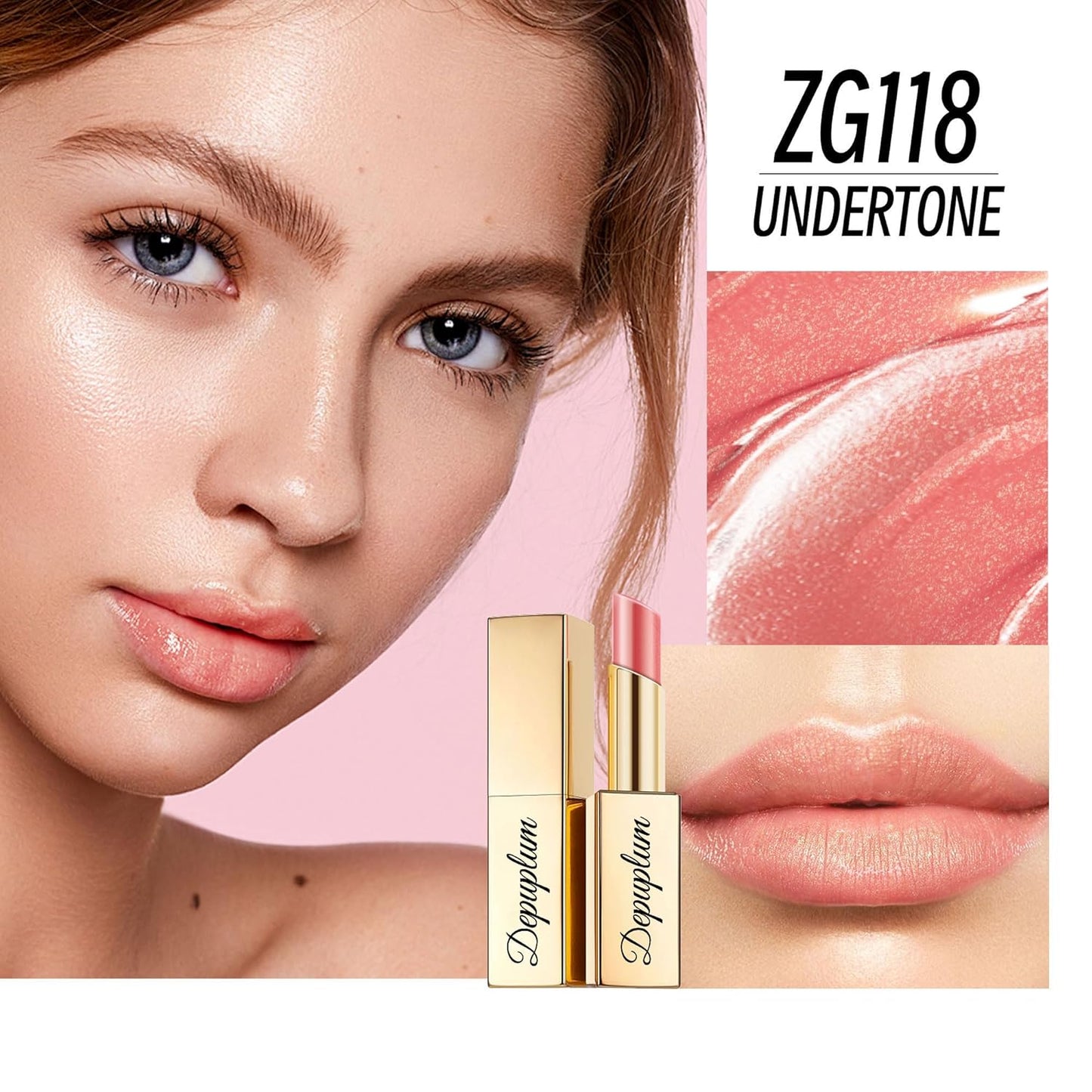 Hot Pink Brown Nude Lipstick Set for Women Shimmer Tinted Lip Balm Hydrating Moisturizing Lipstick Cruelty Free Lip Makeup, DM110/117/118