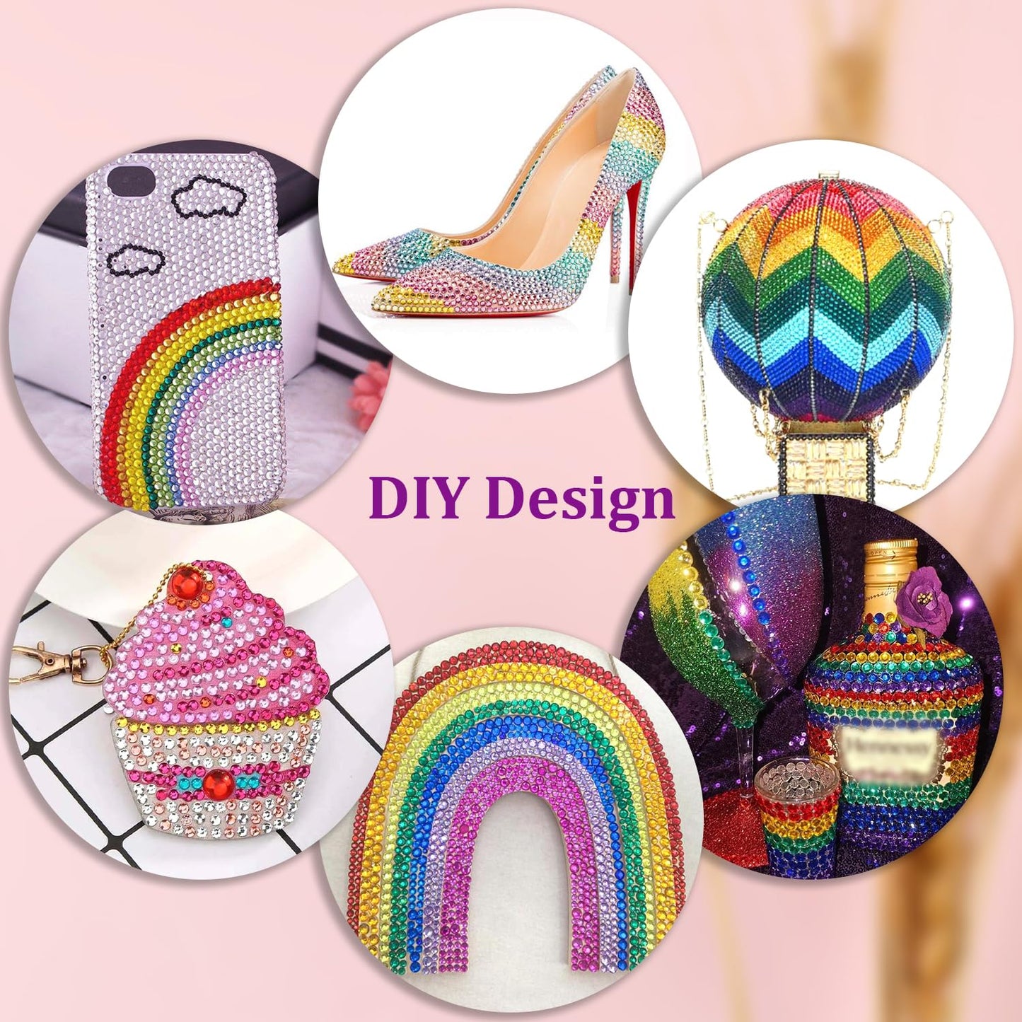 6600Pcs Resin Rhinestones for Bedazzling with Tweezers, Multicolor 5mm Rhinestones for Crafting with 3Pcs 10ml B7000 Jewelry Glue for DIY Crafts Clothing Tumblers Shoes Fabric Nail Art