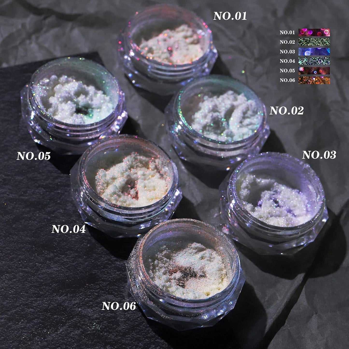 3 Boxes Ice Transparent Aurora Nail Powder Neon Rainbow Holographic Chameleon Powder Multi Chrome Iridescent Pigment Pearlescent Nail Art Glitters (Transparent #1#2#3)