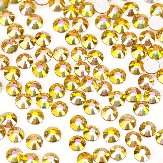 1440Pcs Metallic Sunshine Crystal Rhinestones,Glass Flatback Rhinestones Gemstones for Nail Face Makeup Art Crafts Clothes Decoration-(SS12,Metallic Sunshine)