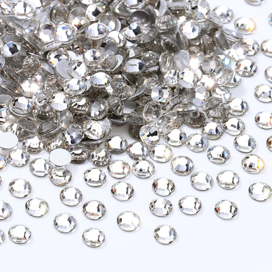 Crystal Clear Flatback Rhinestones, Glass Rhinestones for Nail Art and Craft, Glue Fix, Loose Crystal Gemstones(Crystal, SS8, 1440pcs, 2.3-2.5mm)