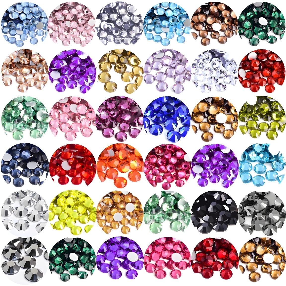 Flatback Rhinestones Round Gems for Nails Art and Crafts 620Pcs SS30 6mm Glitter Crystals Stone DIY Bags Clothes Shoes (Pure White)