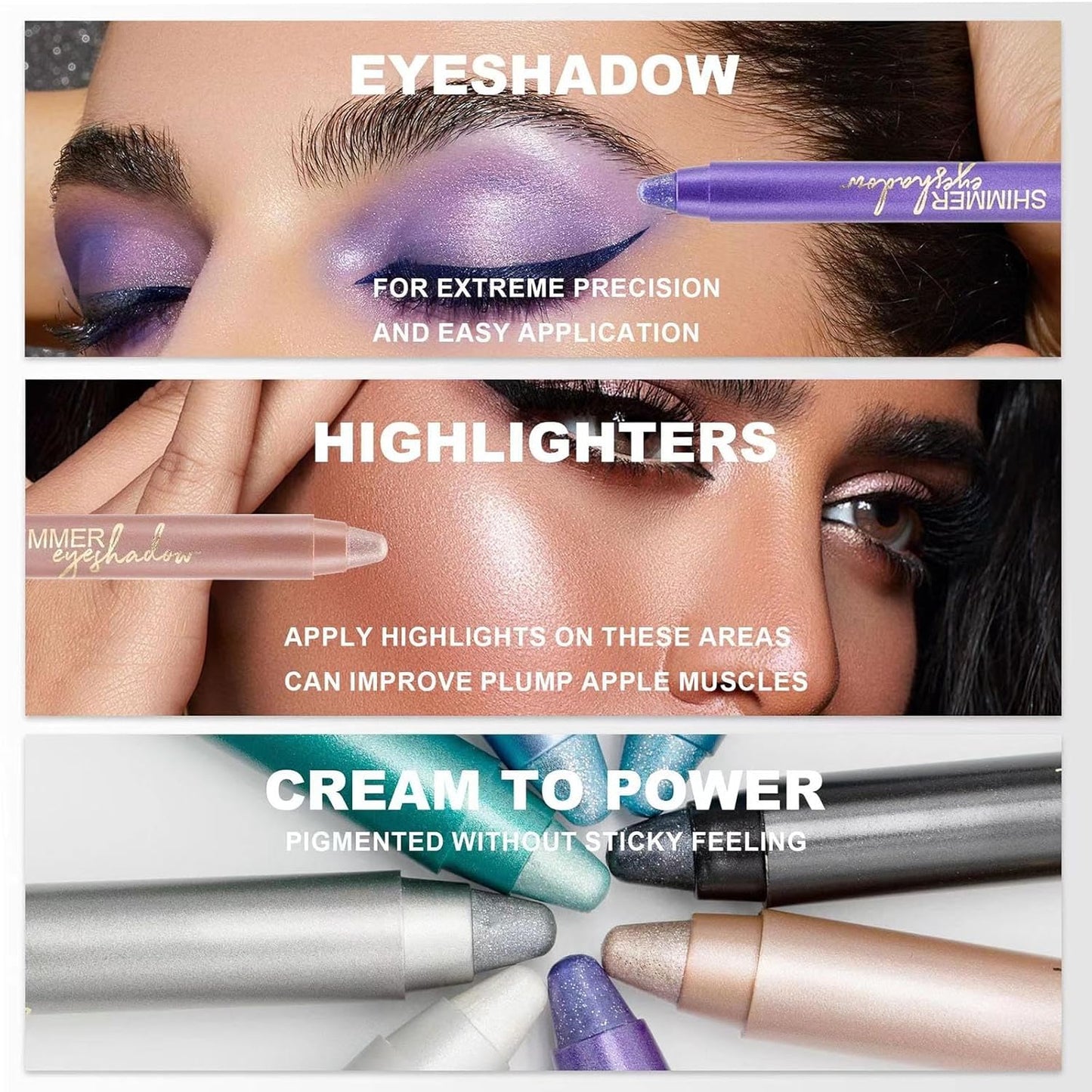 Navy Blue Eyeshadow Stick, Blendable Creamy eyeshadow Eye Brightener Stick, Waterproof Eyeshadow Pencil Long Lasting Crayon, Smooth Shimmer Eye Shadow Highlighter Eye Liner Makeup.#8 navy blue shimmer