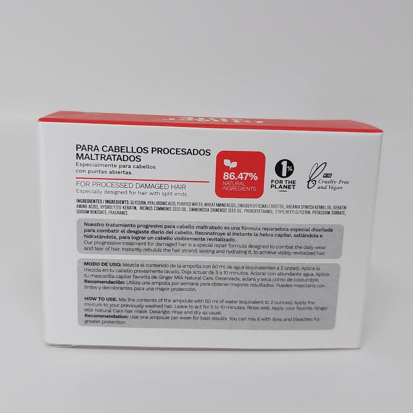 Ginger Milk Hair Repair Ampoule with Hyaluronic Acid for Damaged Hair Treatment (Pack 3 x 0.5 fl oz)