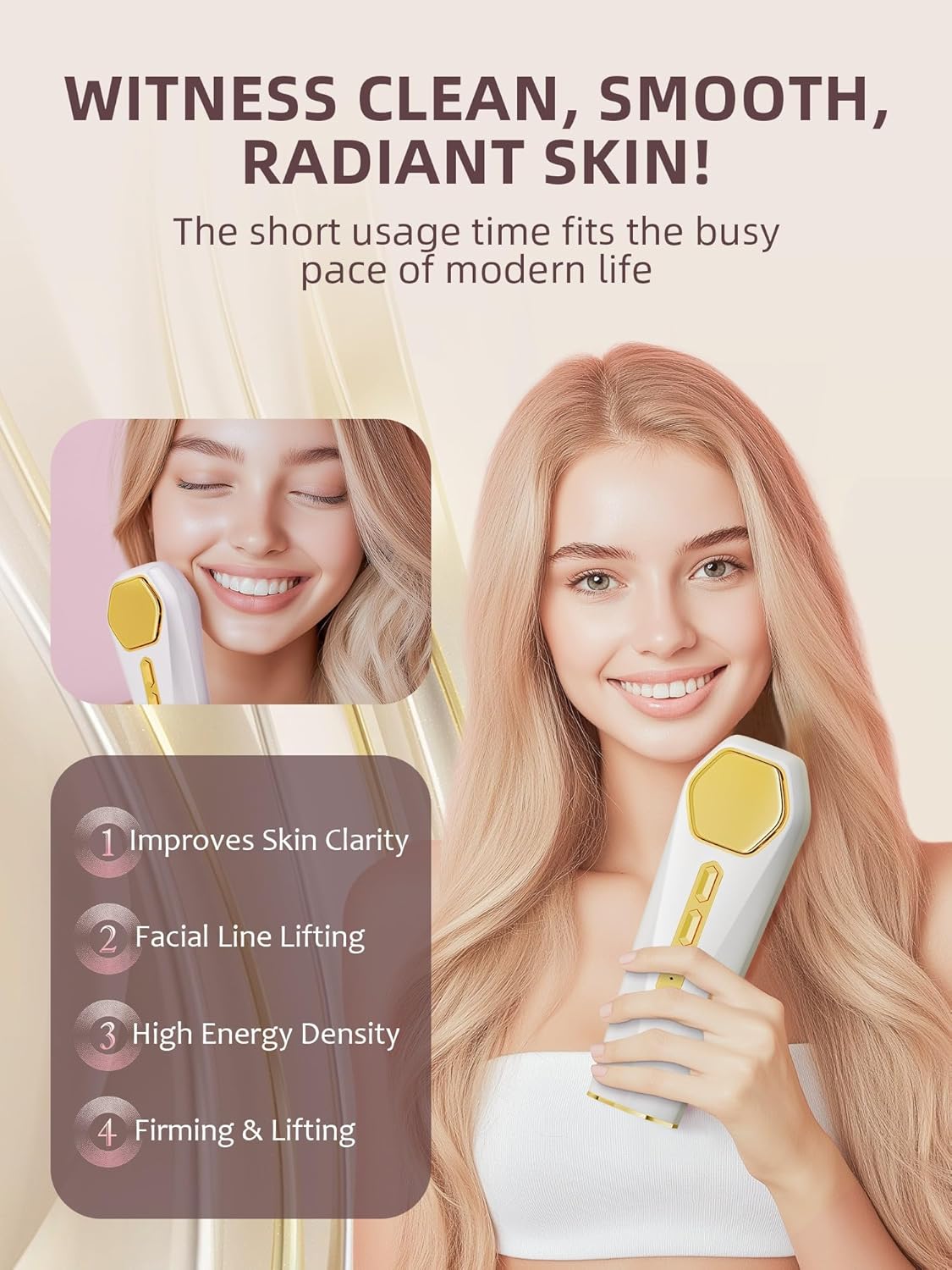Facial Massager Tool, Beauty Device for Face and Full Body, Portable Face Lift Device for Skin Care, Against Dullness, Neck Massager for Women