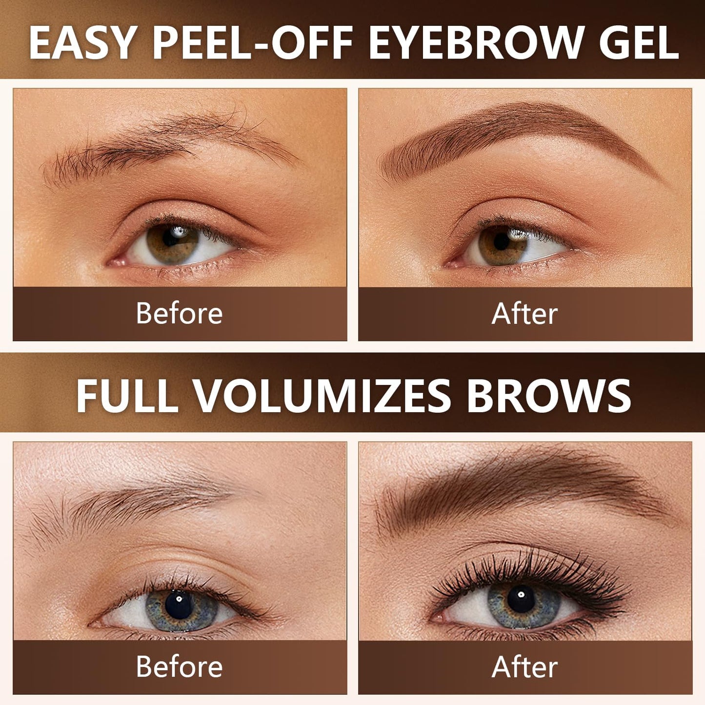 3PCS QICIY Easy Peel-Off Eyebrow Gel- QICIY Peel Off Tattoo Eyebrow Eye Brow Tint Waterproof & Sweatproof For All Skin Tones (All)