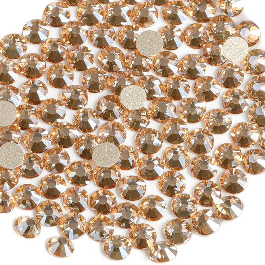 Beadsland 1440 Pieces Flat Back Crystal Rhinestones Round Gems,Golden Shadow,SS12,3.0-3.2mm
