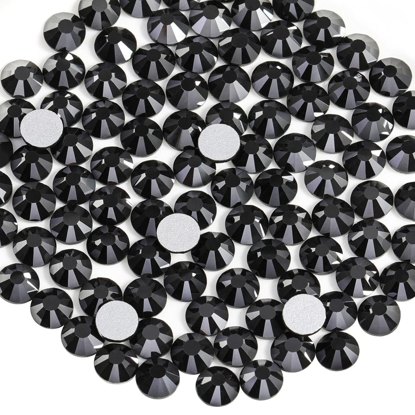 Beadsland 288pcs Flat Back Crystal Rhinestones Round Gems for Nail Art and Craft Glue Fix, Jet Hematite,SS30,6.3-6.5mm