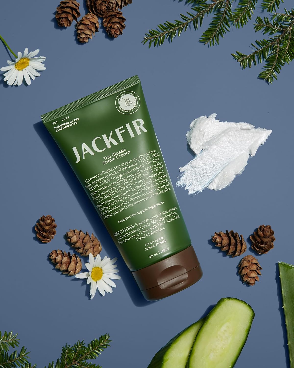 The Classic Shave Cream, Smooth Natural Shaving Cream for Men, Hydrating Aloe & Cucumber Extract - Helps Calm Dry Irritated Skin, EWG Verified, Organic Ingredients, For All Skin Types, 5 Fl Oz