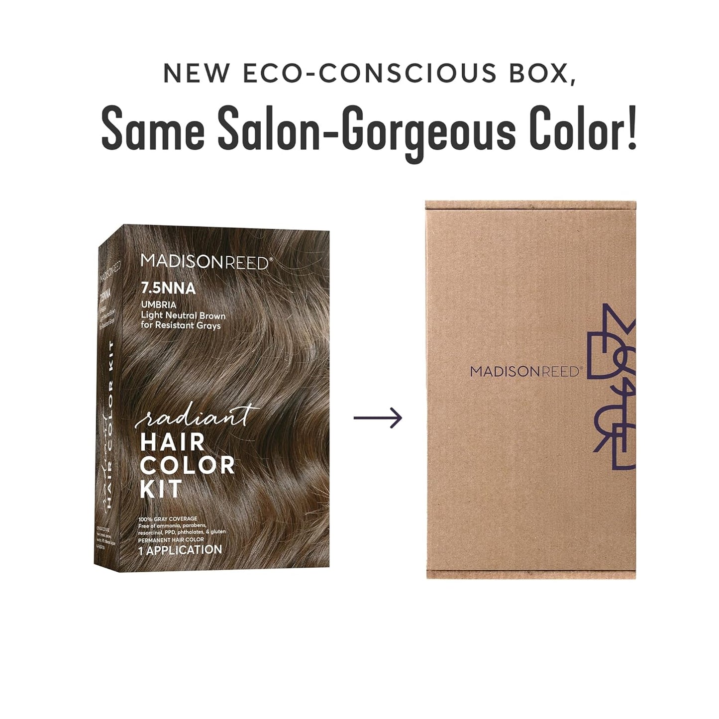 Madison Reed Radiant Hair Color Kit | 7.5NNA Light Neutral Brown (Umbria Brown) 100% Maximum Gray Hair Coverage | Permanent Hair Dye for Resistant Grays | PPD-Free & Ammonia-Free |2 Pack