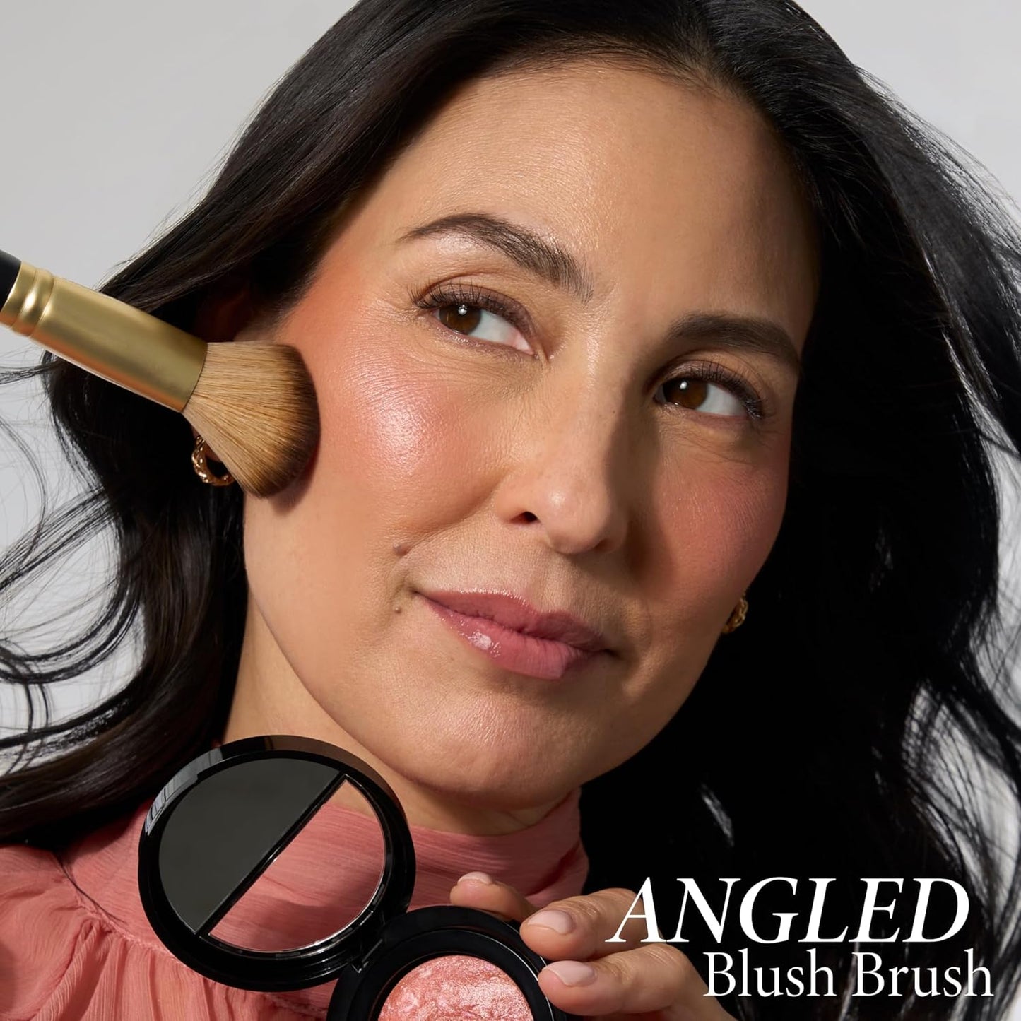 LAURA GELLER NEW YORK Baked Blush-n-Brighten Marbleized Blush + Angled Brush (07 Sunlit Rose, 47mm)
