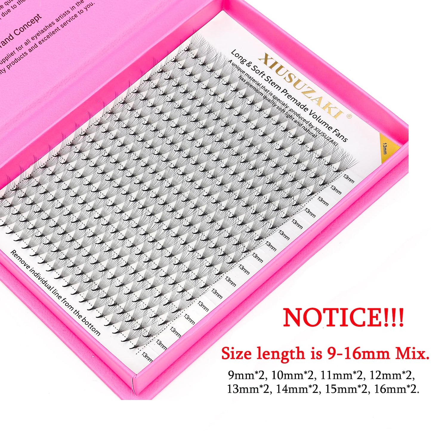 Premade Fans Eyelash Extensions 16D Volume Lash Extensions 0.07 Thickness Eyelash Extension C Curl Premade Lash Fans Mix 9-16mm Fluffy Soft Handmade Lash Fan(16D-0.07-C,9-16mm)