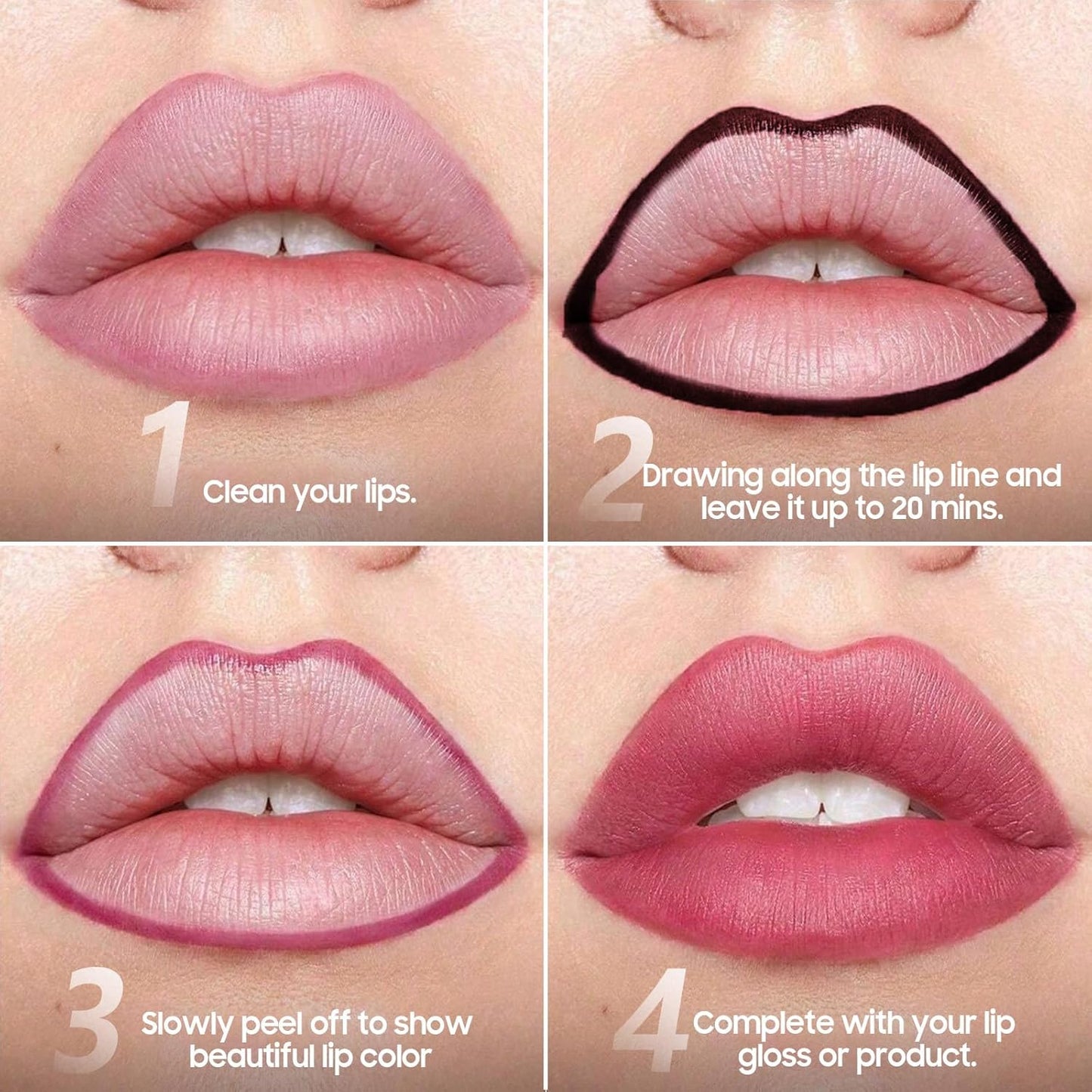Lip Stain Peel Off - Waterproof Comfortable Vivid Color Peel Lip Liner Non-Stick Cup, Lip Tattoo Peel Off for Beauty & Charming Lip Makeup with All-Day | Vegan and Cruelty Free (#02 Cocoa)