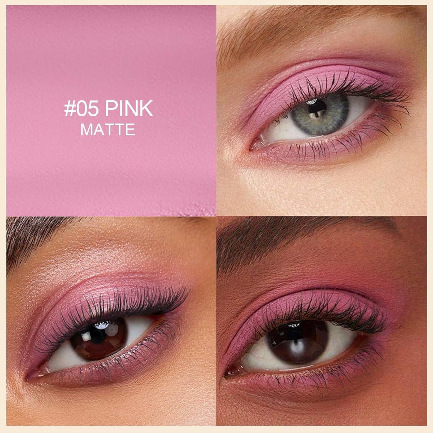 Erinde Waterproof Eyeshadow Stick, Cream Eye Shadow Stick, Long-Lasting, Crease-Proof, Cream to Powder Buildable & Blendable Eye Shadow Pencils Crayon, Vegan & Cruelty-Free, 05 Pink