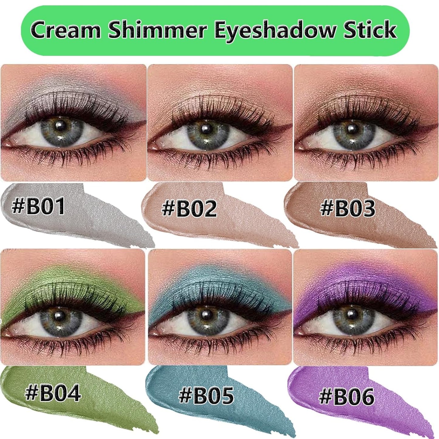 Brown Eyeshadow Stick, Blendable Creamy eyeshadow Eye Brightener Stick, Waterproof Eyeshadow Pencil Long Lasting Crayon, Smooth Shimmer Eye Shadow Highlighter Eye Liner Makeup.#B03 cocoa brown shimmer