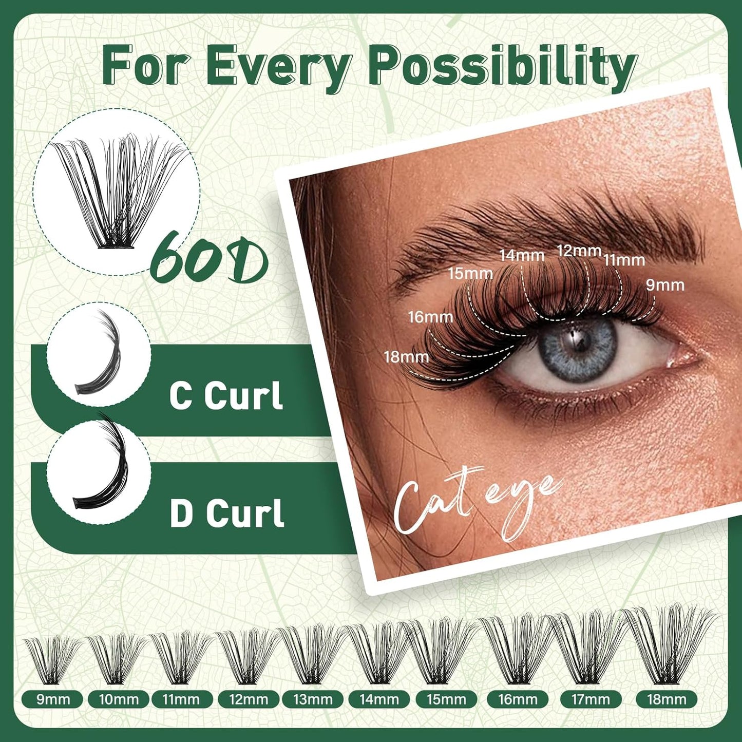 Lash Clusters 280Pcs Eyelash Clusters KEYYOU 60D D Curl 9-18MIX Clusters Lashes Thick Super Soft Wispy DIY Eyelash Extension at Home(60D-D,9-18MIX)