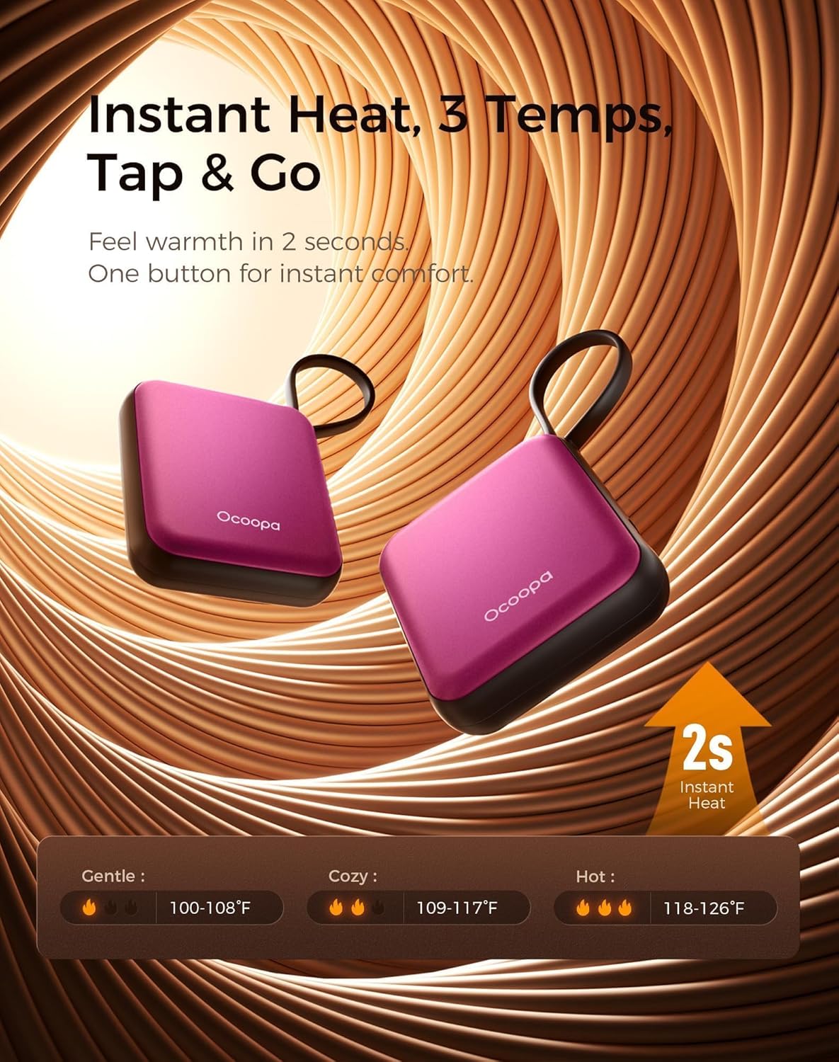 Ocoopa Hand Warmers Rechargeable UT5 Nano – Slim Electric Pocket Heater, Smart Temp Control, 14Hrs Battery, UL Safety, Artists in Bloom Design, Practical Gifts for Women, Christmas, Outdoor, Office