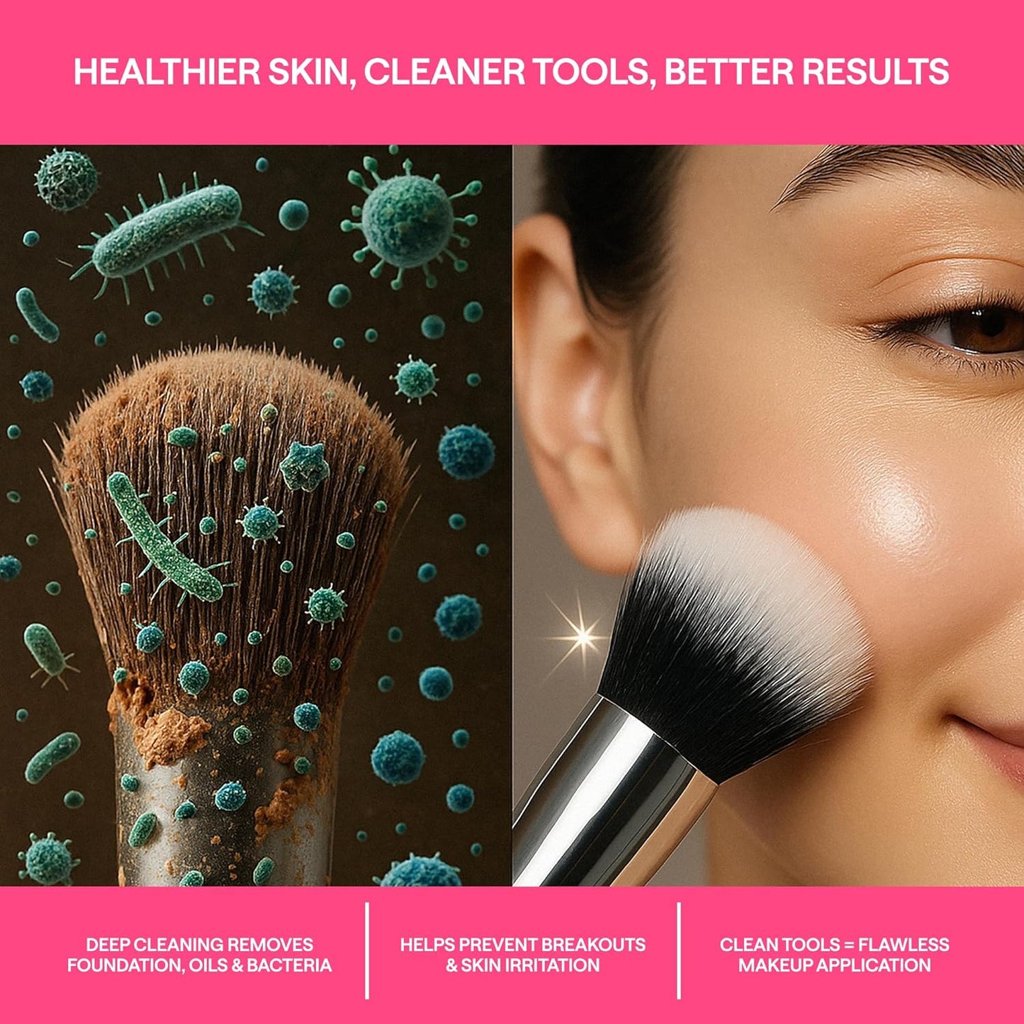 Premium Electric Makeup Brush Cleaner Machine 3-in-1 – Automatic Washer & Dryer for Makeup Brushes, Sponges & Beauty Tools – With Holder Stand