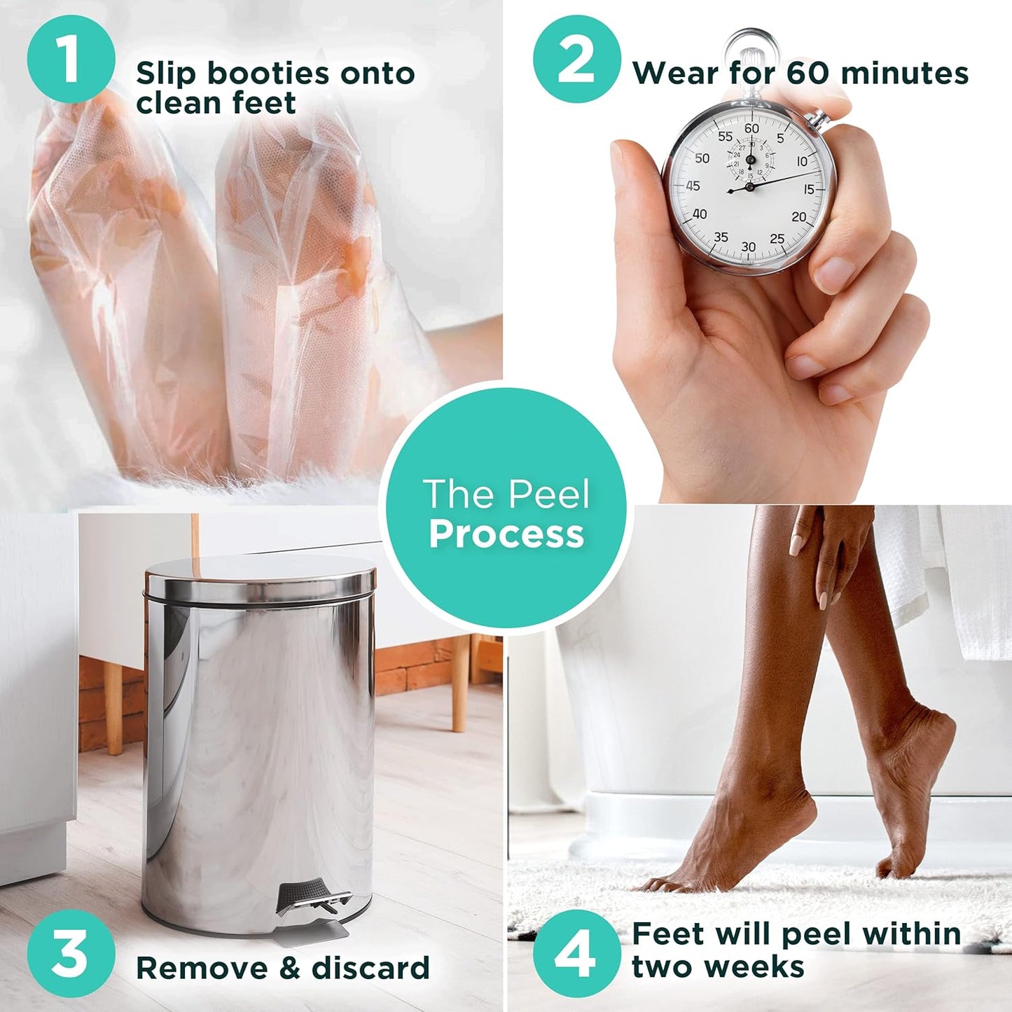 DERMORA Foot Peel Mask | Skin Exfoliating Foot Masks | Dry, Cracked Feet, Callus, Dead Skin Remover | Baby Soft Feet, Tea Tree Scent | Pack of 2 | Regular