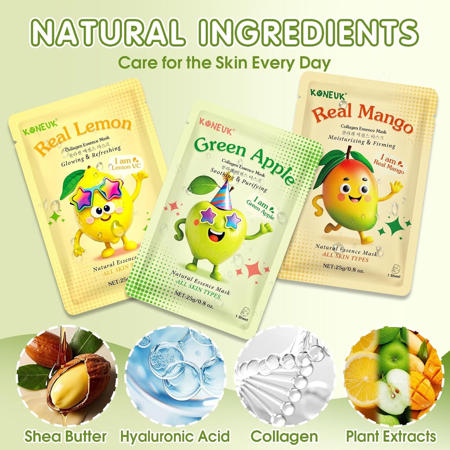 56 Pack Fruit Collagen Face Masks Skincare for Teens Girls, Sheet Face Mask Skin Care for Kids, Bulk Hydrating Facial Masks for Women, Face Mask Set for All Skin Types, Birthday Party Spa Gifts