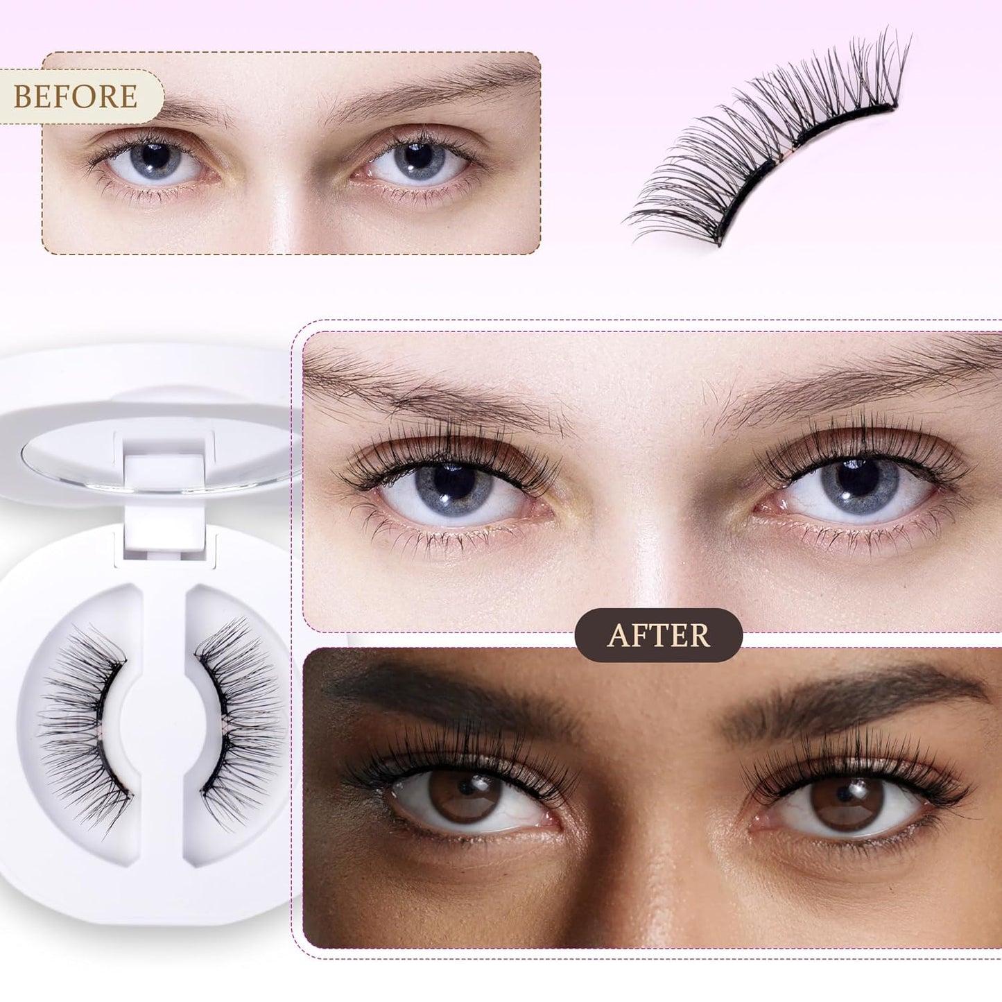 VEYESBEAUTY Magnetic Eyelashes with Applicator Reusable Magnetic Lashes Natural Look No Glue Needed False Eyelashes, Moonlit Lashes Kit Easy to Wear and Remove