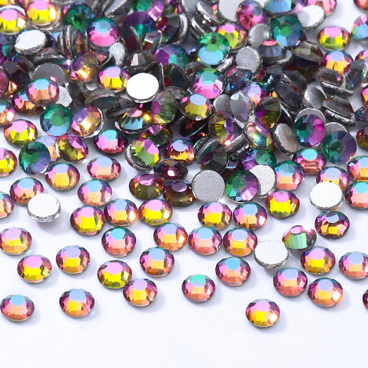 Green Volcano Flatback Rhinestones, Glass Rhinestones for Nail Art and Craft, Glue Fix, Loose Crystal Gemstones(Green Volcano, SS10, 2880pcs, 2.7-2.8mm)