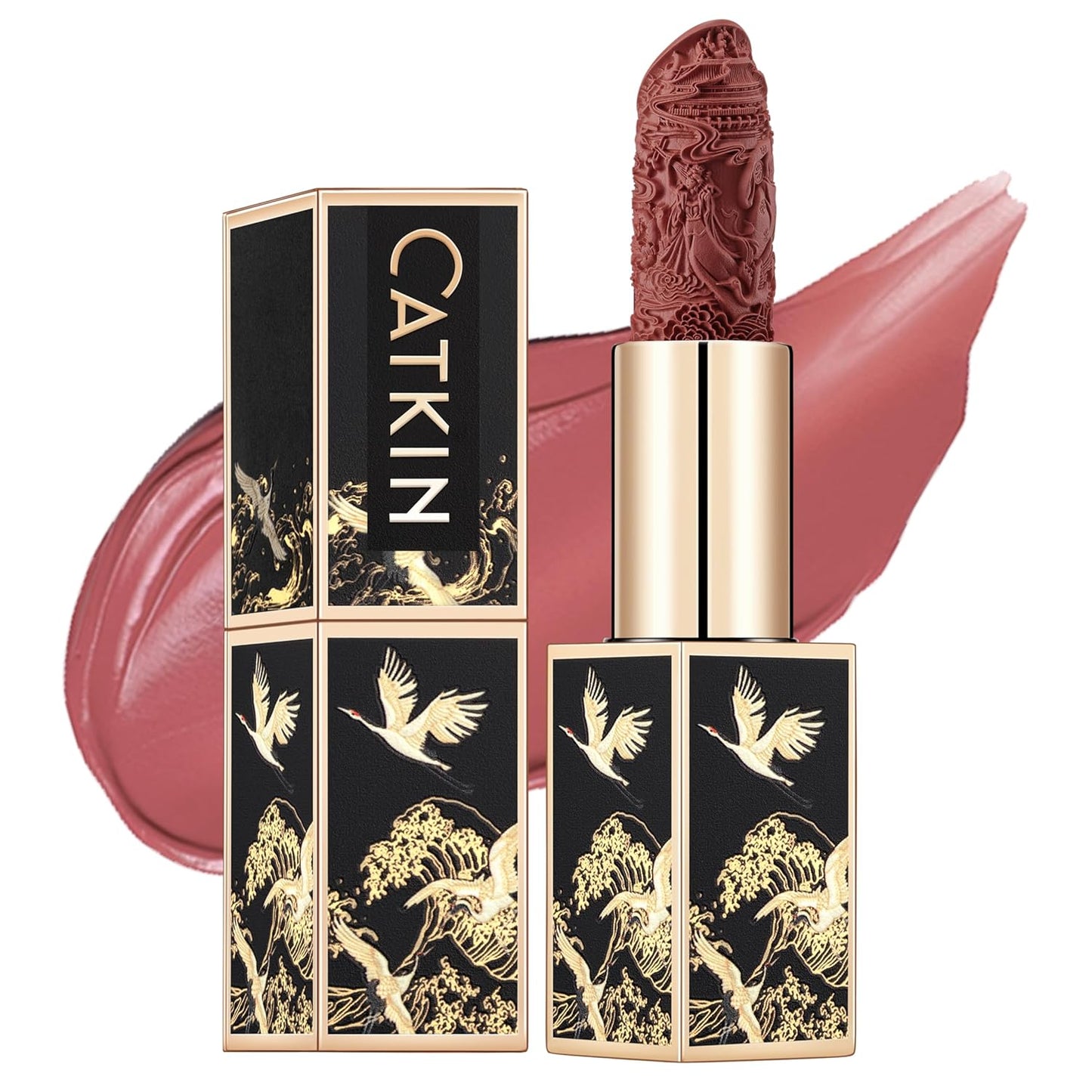 Catkin Moist Lipstick Hydrating High Impact Color Infused with Vitamin E and Avocado Oil Smooth Soft Texture Long Lasting Rose Glow Finish 136