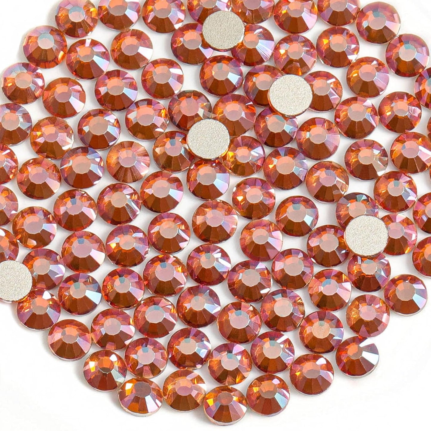 Beadsland 1440 Pieces Flat Back Crystal Rhinestones Round Gems,Amber,SS3,1.2-1.4mm