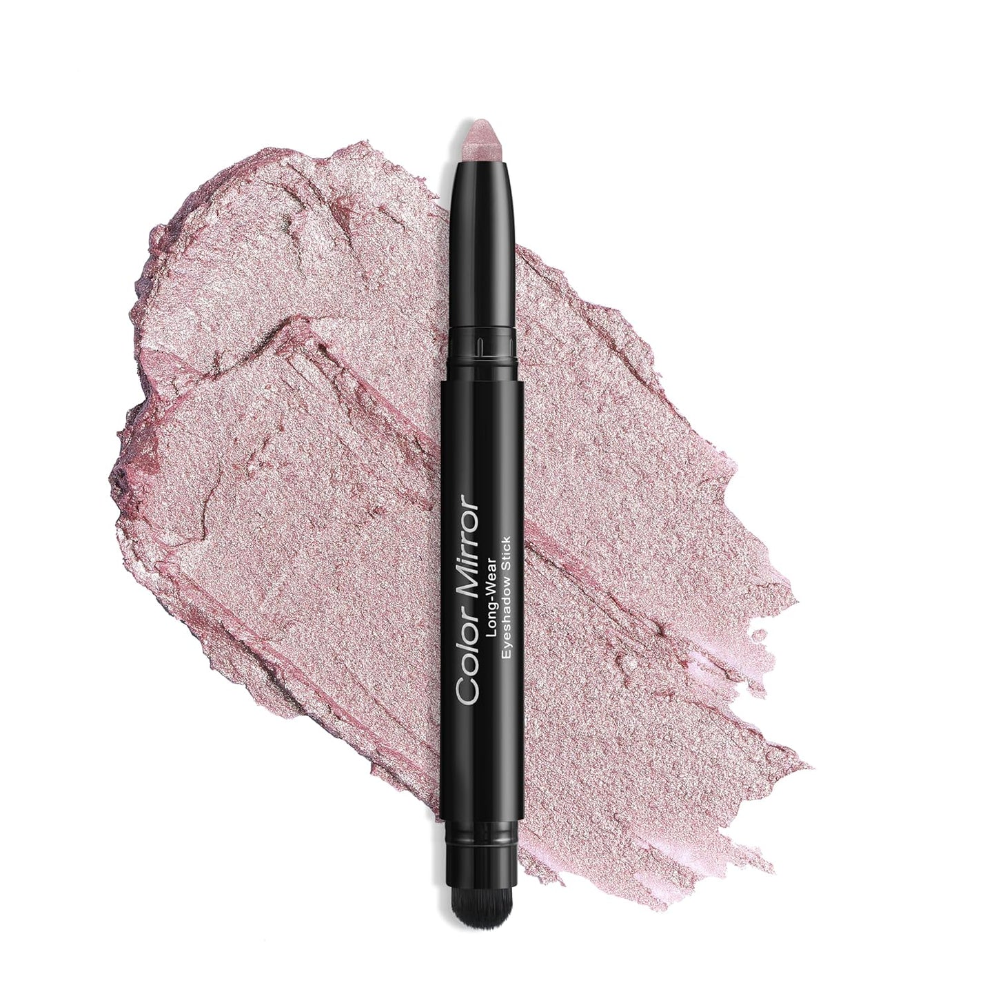 Cream Waterproof Hypoallergenic Eyeshadow Stick, longwear Metallic Glitter Matte Eye Shadow Pencil With Makeup Brush, Eye Brightener, 12 Pink Diamond Shimmer