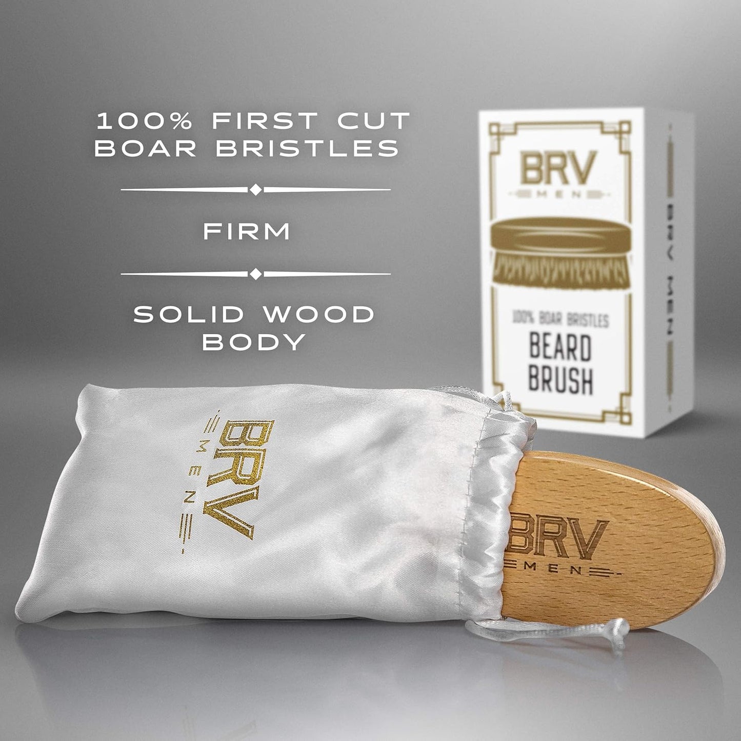 Beard Brush | Firm Boar Bristles | First-Cut Boar Hair Bristles | The Ideal Gift For Men (Beechwood)