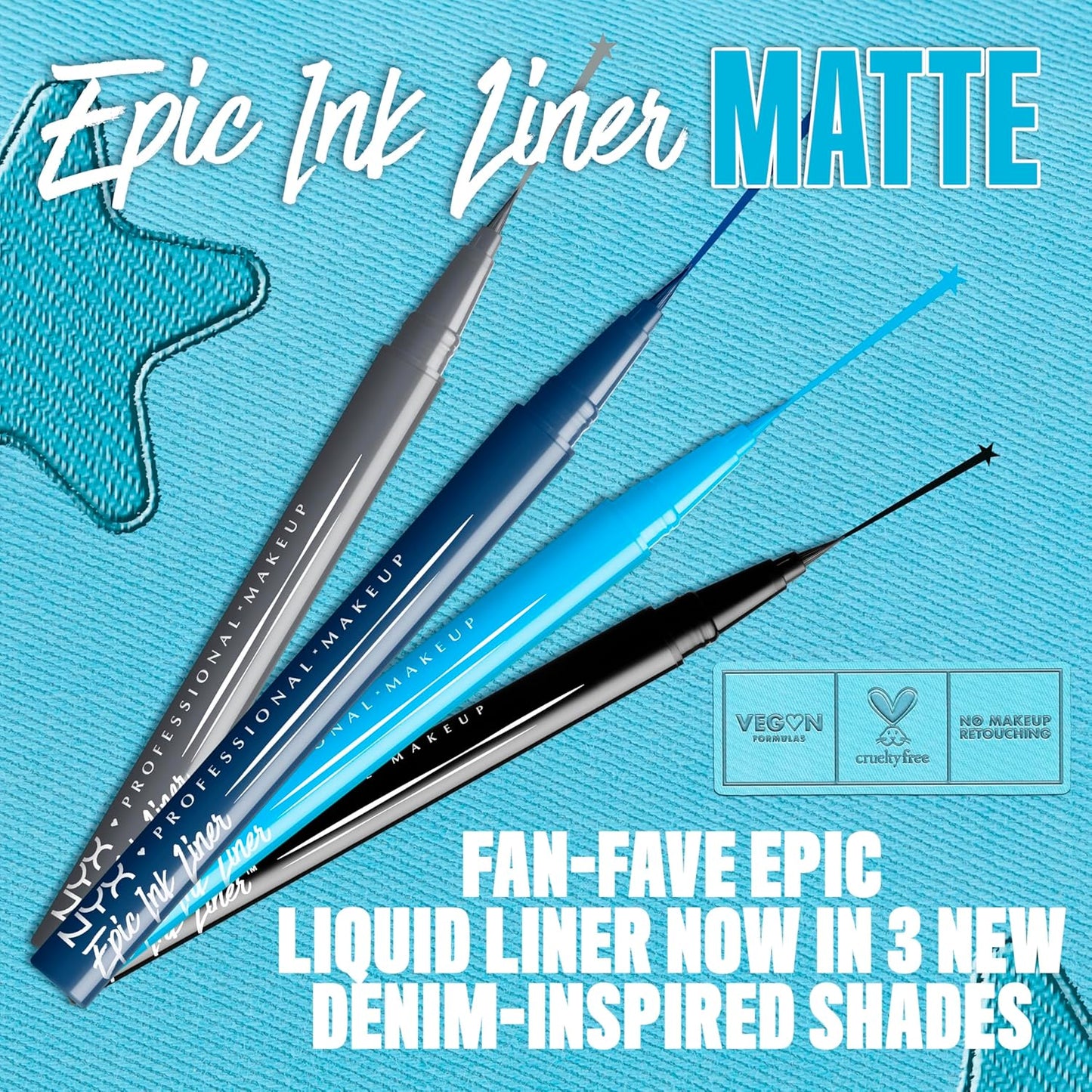 NYX PROFESSIONAL MAKEUP Epic Ink Liner, Waterproof Matte Liquid Eyeliner with Vegan Formula - Stone Washed (Grey)